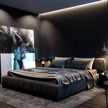 Leather bed real leather bed modern minimalist ins Net red bed light luxury Master Bedroom 1 8 m double bed Italian Minimalist soft bag bed