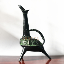 Antique bronze war Chinese milk nails animal face pattern pure copper three-foot pot Chinese club sales department model room crafts