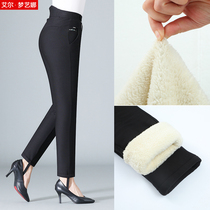 Winter mother cashmere womens cotton pants warm pants wear plus velvet thickened middle-aged pants middle-aged camel pants