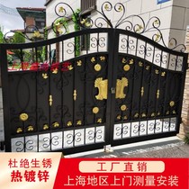 Shanghai Iron Gate Villa courtyard door iron double door electric sliding door Community door open aluminum Art door
