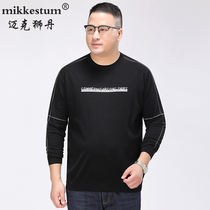 Fat plus size crew neck sweater Mens fat loose spring and autumn base shirt Fat middle-aged long-sleeved knitted sweater