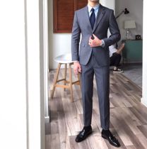  Mr Lu San homemade gentleman formal solid color suit fashion trend high-set two-piece suit suit British male