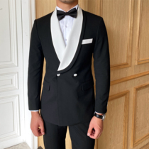 Mr. Lusan light luxury British green fruit collar dress Bento black slim wedding suit temperament high-end mens suit