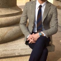 Mr. Lu San men's autumn and winter retro houndstooth small suit British gentleman casual Joker slim suit coat