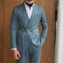Mr. Lusan British design sense slim suit jacket men Korean trend dress wedding suit two-piece set