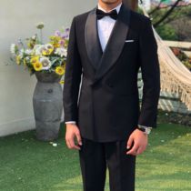 Mr. Lusan homemade Korean casual banquet suit youth fashion light luxury wedding green fruit collar dress two-piece dress