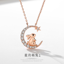 Zodiac necklace sterling silver rabbit pendant dog rose gold for female birthday gift natal year transporter collarbone chain