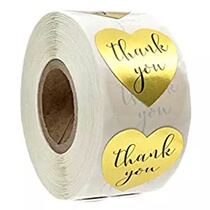 500 Sticker Roll-Brown Gold Heart-Shaped Personality Candy Seal Fruit Snack Thanks Label