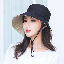 Net red summer fishermans hat female face Korean version of sunscreen sunshade hat big along the tide Joker Japanese summer fashion