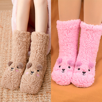 (Velvet thickened)autumn and winter snow socks womens mid-tube warm moon protection warm foot floor sleep socks