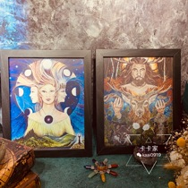 Father Mother Three times Moon Aphrodite Goddess of Wealth altar solid wood photo frame photo hanging image