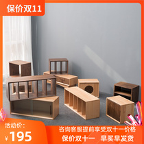 Japanese-style floor-to-ceiling bookcase low cabinet locker free combination lattice cabinet solid wood bookshelf sliding door glass magazine cabinet