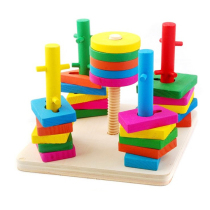 Young children early education Puzzle Toy Five Columns Shape Pair Intelligence Building Blocks pillar Male Girl 1-3-6-year-old baby