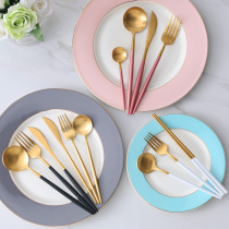 304 stainless steel Western tableware dessert steak knife and fork spoon three sets of household net red chopsticks spoon Fork