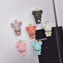 Diamond-encrusted crown Violent bear 3D three-dimensional refrigerator stickers creative cartoon cute Korean magnets Home jewelry magnet