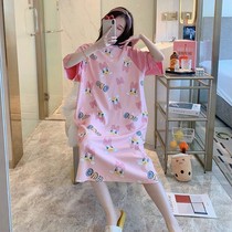 2021 new pajamas womens summer thin short-sleeved cotton nightgown spring and autumn senior cute student home clothes
