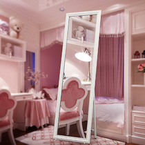 Solid wood full-body mirror European-style floor-to-ceiling mirror wall-mounted bedroom household full-length mirror makeup mirror Girls dormitory fitting mirror