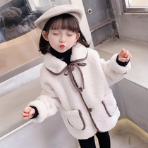 Korean girl cashmere coat 2021 New Korean version of foreign-style children thick fur one windbreaker autumn and winter clothes