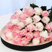 Hand-feeling moisturizing rose simulation flower wet pink rose bud moisturizing flower decorative flower silk flower fake flower bouquet