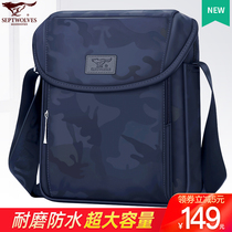 Seven Wolves Mens Bag Single Shoulder Bag Mens Buns Bag 2021 New Fashion Tide Oxford Busted Satchel Canvas Small Backpack