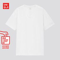 Ulicum Cool Black tech mens clothing AIRism cotton blend V collar T-shirt (short sleeve cool underwear) 435797