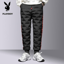 Playboy down pants men 2020 Winter new mens casual pants warm white duck down tie pants