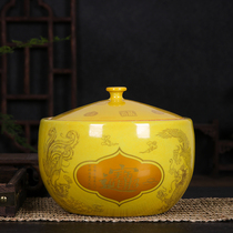 Jingdezhen 5kg 10kg large ceramic oil tank with lid kitchen household bucket water storage tank rice tank flour bucket