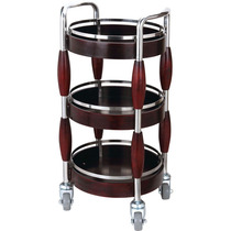 Wooden three-layer wine cart Round cart Tea cart Hotel mobile service cart Restaurant food delivery cart