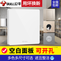 Bull switch socket white cover cover decorative cover threading blank panel with outlet hole blocking whiteboard Type 86