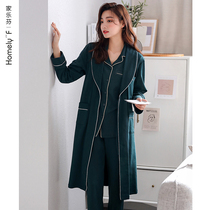 Sleeping Dress Lady Sleepwear Spring Autumn Style Bathrobe Sleeping Dresses Long slim style pure cotton long sleeves All cotton Home Three Suits