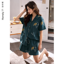 Lenzing Modal pajamas Womens summer short-sleeved shorts Home wear summer thin ice silk large size two-piece suit