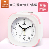 Overlord silent alarm clock Creative personality simple bedside clock Student Children cartoon clock Bedroom night light music alarm