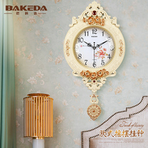 European-style clock creative swing wall clock fashion wall watch retro silent large living room clock bedroom quartz clock home