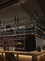 Set to customize bar Bench Hanger Suspended Wine Cabinet Restaurant Shelve Iron Art Converse Hanging Wine Glass Rack Industrial Wind Hanging Cabinet