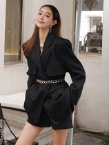 LISA 2021 New thick chain stitching fashion sense coat Song Yan Fei long suit