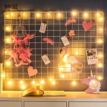Grid Photo Wall non-punching ins Net red room layout decoration photo frame hanging wall wrought iron grid shelf