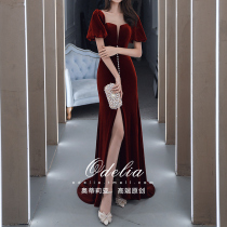 odeliared velvet fishtail2021 new toast suit wedding bridal dress temperament light luxury high-end women