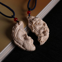Mammoth ivory hand-carved ice material Dragon and Phoenix brand pendant mens and womens Buddha brand pendant tooth brand play jewelry