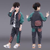 Boys autumn clothing Cowboy suit Three sets of 2022 new spring and autumn CUHK Tong Boy handsome Childrens clothes 12 years old