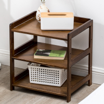 Simple mobile bookshelf landing small solid wood pulley rack bamboo living room storage rack bedroom bedside bookshelf