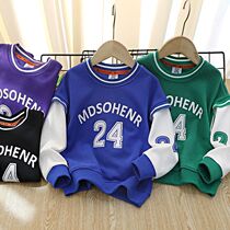 Boy Sweatshirt Spring Autumn New 2022 Fried Street Children Fake Two Womens Sports Casual Basketball Clothes Handsome
