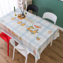 Dining table PVC tablecloth waterproof oil-proof and ironing-free rectangular ins Nordic style cartoon table mat tea table mat tablecloth