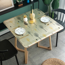 Square tablecloth waterproof oil-proof non-washable pvc opaque table mat square tablecloth square table home Nordic