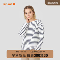 LAFUMA leifeiye 21 Spring and Autumn new one-character boat collar female striped long sleeve T-shirt base shirt LFTS1CL86