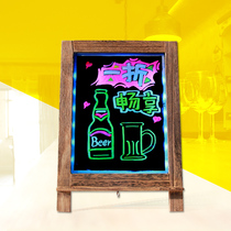 VIZ-PRO desktop electronic fluorescent plate solid wood bracket mini mini LED Billboard store supermarket store luminous screen handwritten vertical desktop advertising board promotion blackboard 26 * 37cm