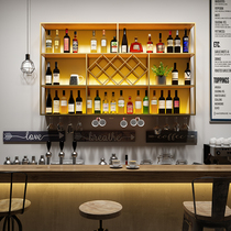 Creative industrial style bar bar table wall wine shelf display wine red wine wrought iron wine rack wall-mounted wine cabinet