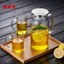 Meisny glass cold water bottle home tie pot high temperature cold kettle water Cup transparent large capacity water bottle set
