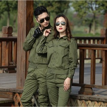 Summer cotton thread thin overalls set mens camouflage uniforms Womens Military green wear-resistant labor insurance jacket pants