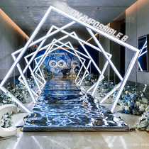 New time tunnel arch LED single-sided luminous ACRYLIC strip light geometric background road guide wedding props