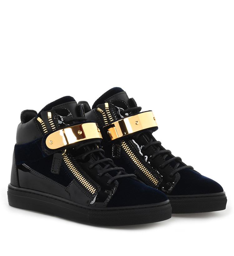 Classic European and American style GZc23 Spring and Autumn GZ Warm Men's Shoes High Top Men's and Women's Shoes Double Button Blue Black Velvet Large Size Fashion